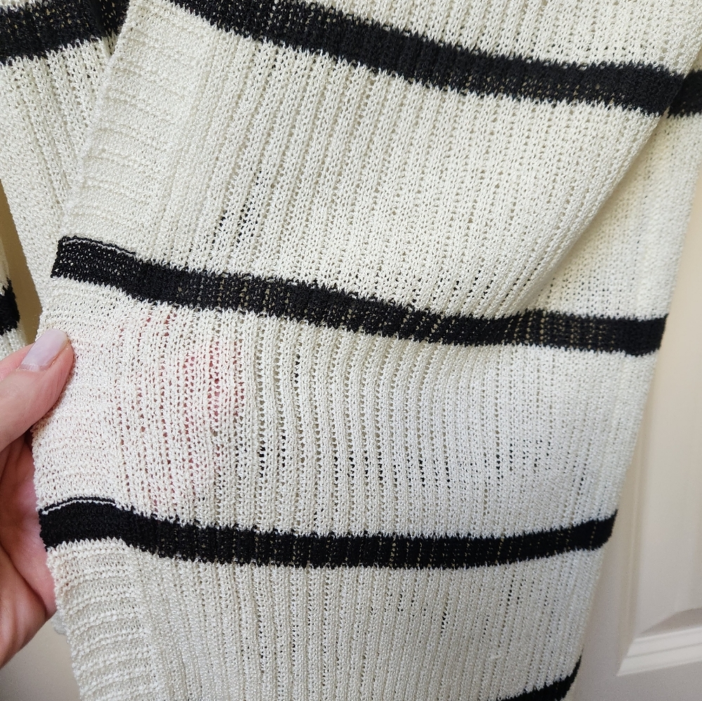 Doe and Rae Striped Black and Cream Women's Duster Cardigan, Small, NWOT - Picture 7 of 12